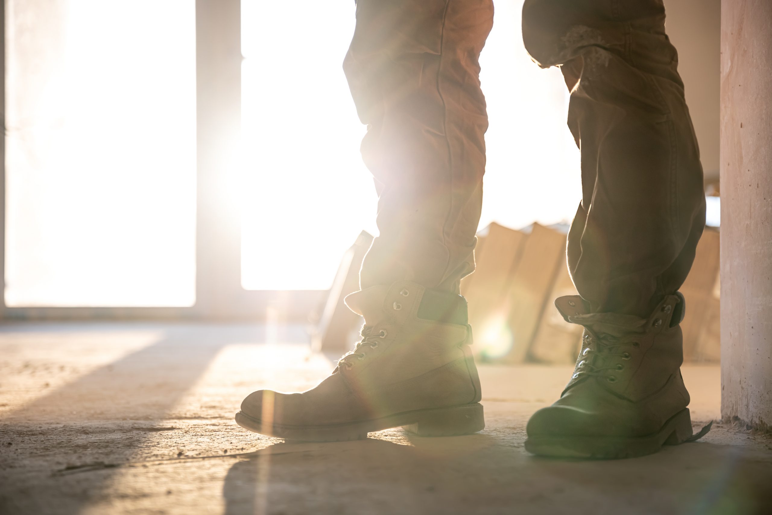close up builder work clothes boots close up part body scaled