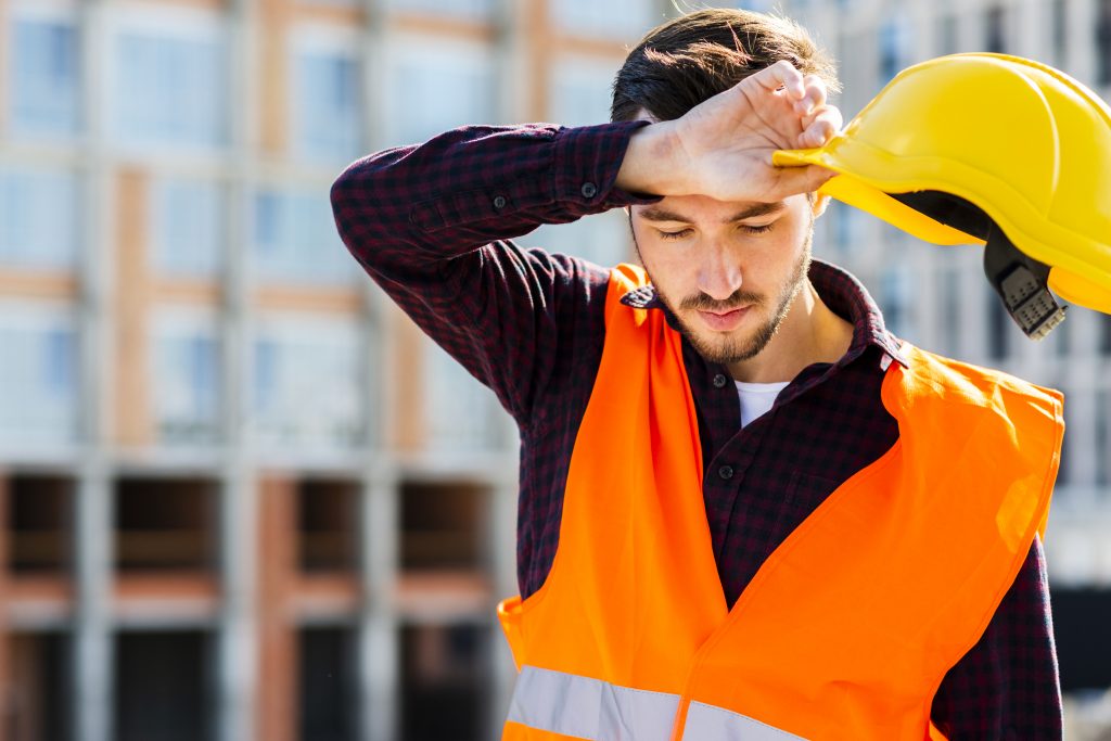 medium shot portrait tired construction worker